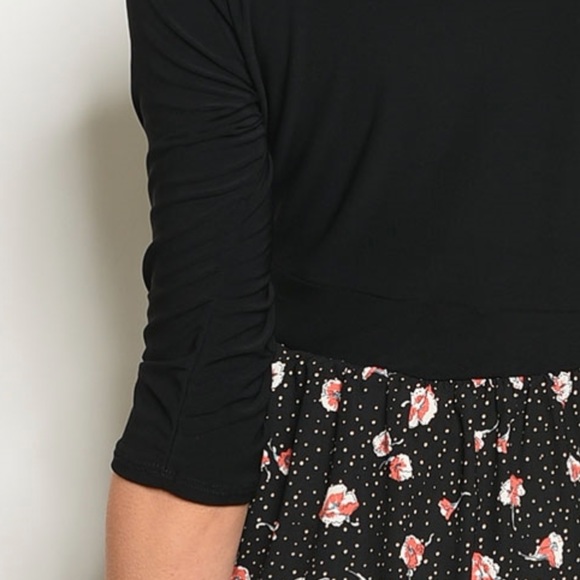 B2G1💕 Black Mix Floral Midi Dress - Picture 4 of 5